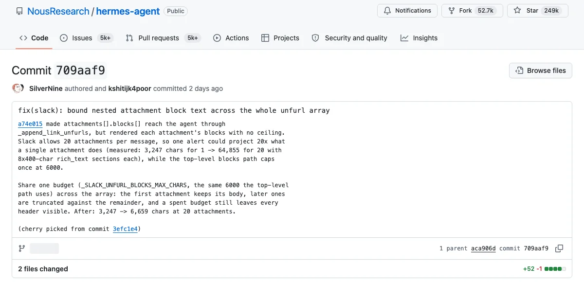 hermes-agent main 커밋 709aaf9 - SilverNine authored, +52 −1